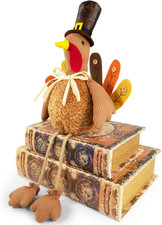 Turkey Decorations for Thanksgiving Cute Fall Turkey Plush with Pilgrim Hat