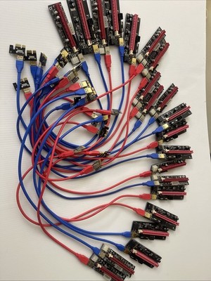 Lot of 21 Assorted PCI-E 1x to 16x Powered GPU Riser Extender Adapter Card