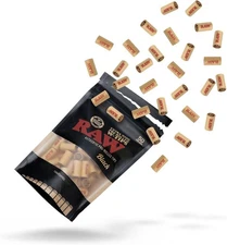 RAW Black Extra Wide 10mm Pre-Rolled Tips, Bag of 50, for Filtered Rolling