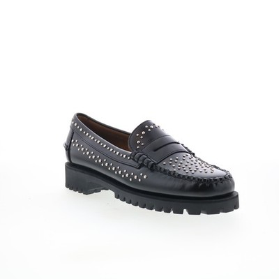 Sebago Dan Lug Studs Damen Schwarz Leder