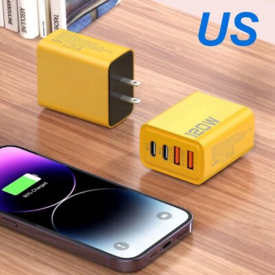 120W USB C 5 - Port Fast Charging Wall Block For All Cell Phone iPad US Plug New