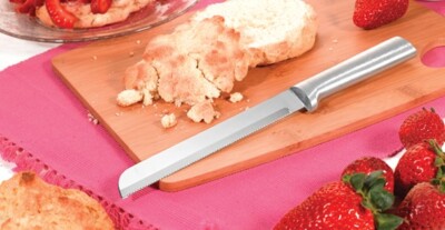 Rada Bread Knife R136 6'' serrated blade NEW slice subs, buns + L/R hand use USA