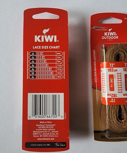 Kiwi Shoe Boot Laces Leather Natural Outdoor Golden Brown 72" 2 Pairs Pack - Picture 4 of 6