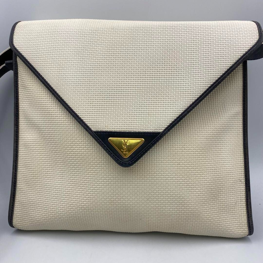 Borsa a tracolla YVES SAINT LAURENT Cassandra in pelle PVC bianca con borsa portaoggetti