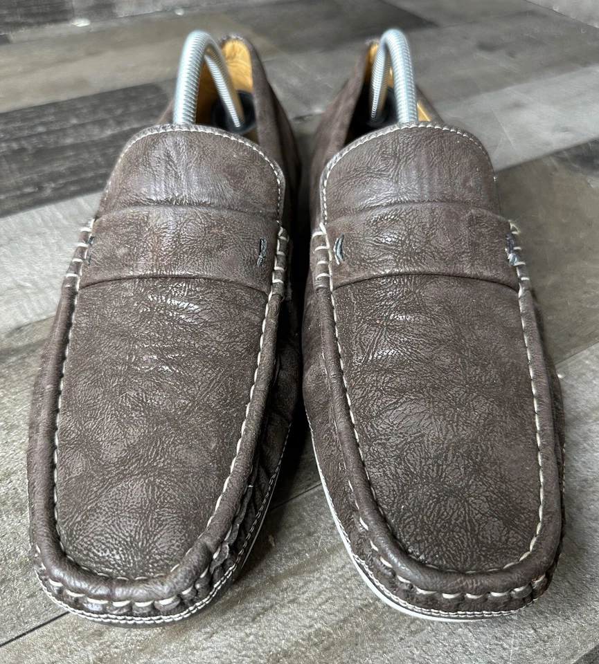 BRIXTON Men’s Brown Leather Driving Casual Moccasins Slip On Loafers Size 10 - Image 2 of 4