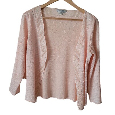 Alberto Makali 3/4 Sleeve Jacket Open Front Cardigan Top Shrug Bolero Peach