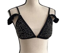 Time And Tru Tie Back Swimwear Top Embellished Black Size Large
