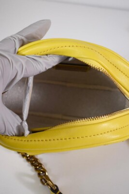 Tory Burch 60227 Kira Chevron Limone Leather Chain Camera