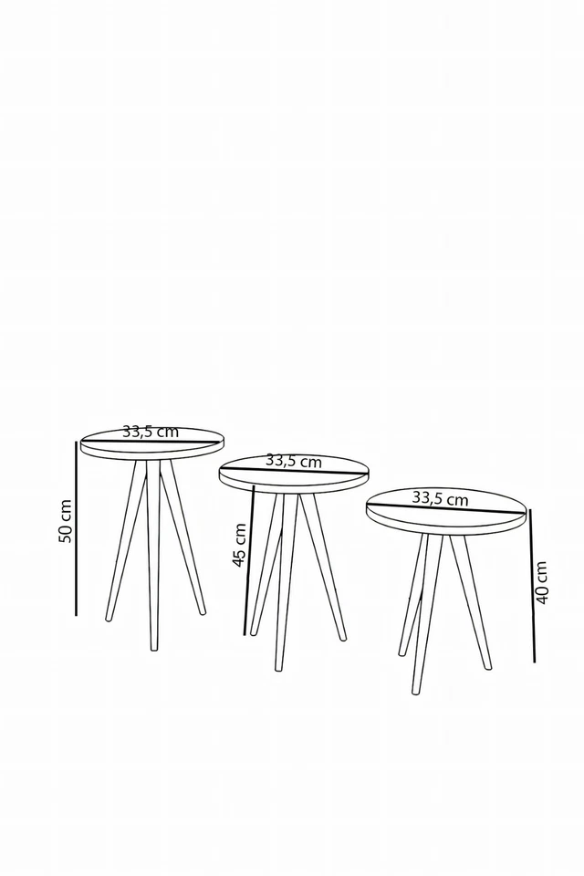 Round Metal Leg 3-Piece Nesting Table Tea Table Serving Table – White - Image 3 of 3