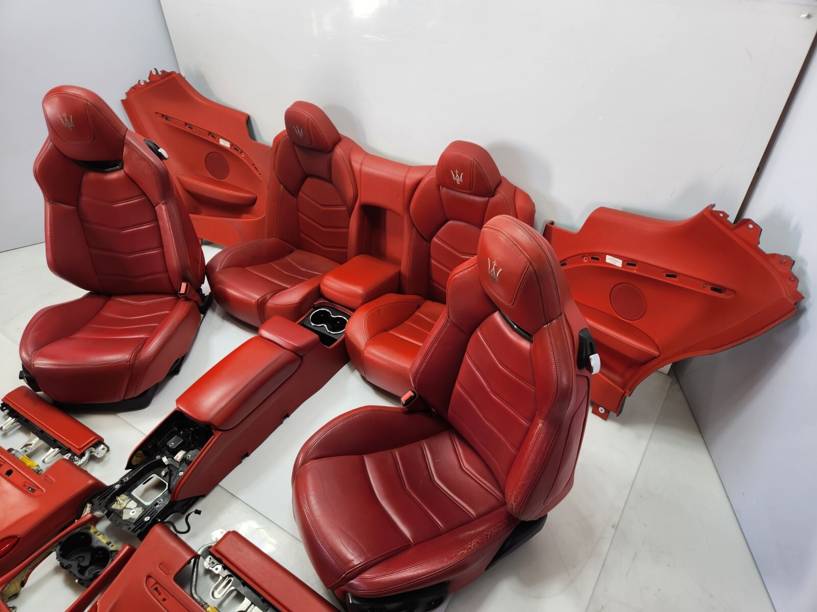 ✅13-19 OEM Maserati GranTurismo Front Rear Seats Door Panels RED Interior SET