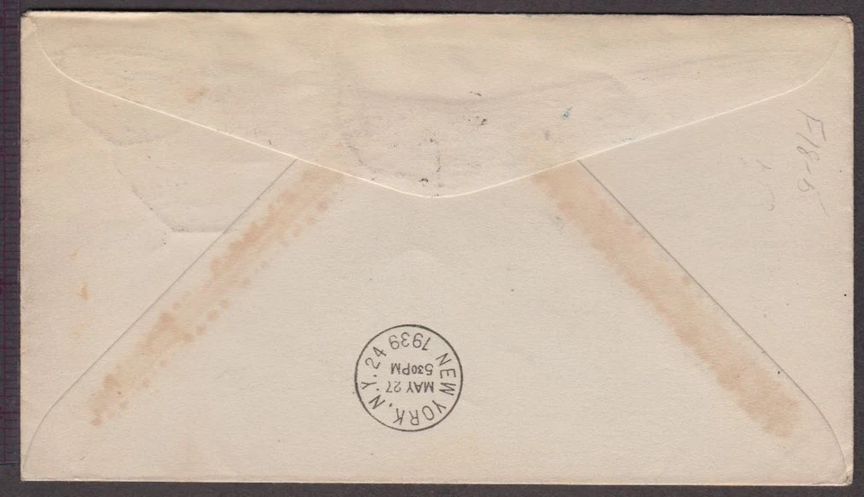 Primer vuelo FAM 18-5 1939 Lisboa - Estados Unidos tipo F18c caché azul (C3 Foto 2 de 2