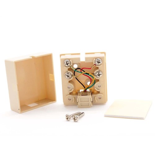 1 Port RJ11 6P4C Jack Telephone Phone Line Wall Surface Mount Box Ivory - Afbeelding 4 van 4