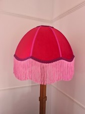 Handgefertigte Stehlampe oder Deckenpendel aus rotem Samt und Neonpink 