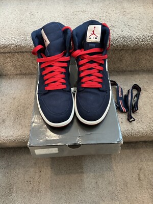 Size 8-Air Jordan Retro High Strap-Midnight Navy/Varsity Red