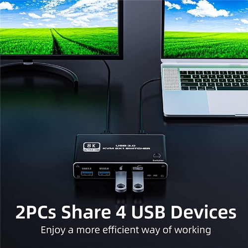 HDMI 2.1 KVM Switch 2X1 4K 120Hz 8K 4 Port USB 3.0 KVM Switcher with Hotkey - Picture 15 of 15