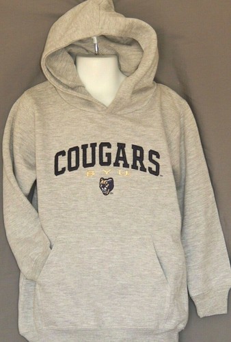 BYU Cougars Boys Hoodie Size Medium 5/6 Gray Brigham Young Stitched Sweat Shirt