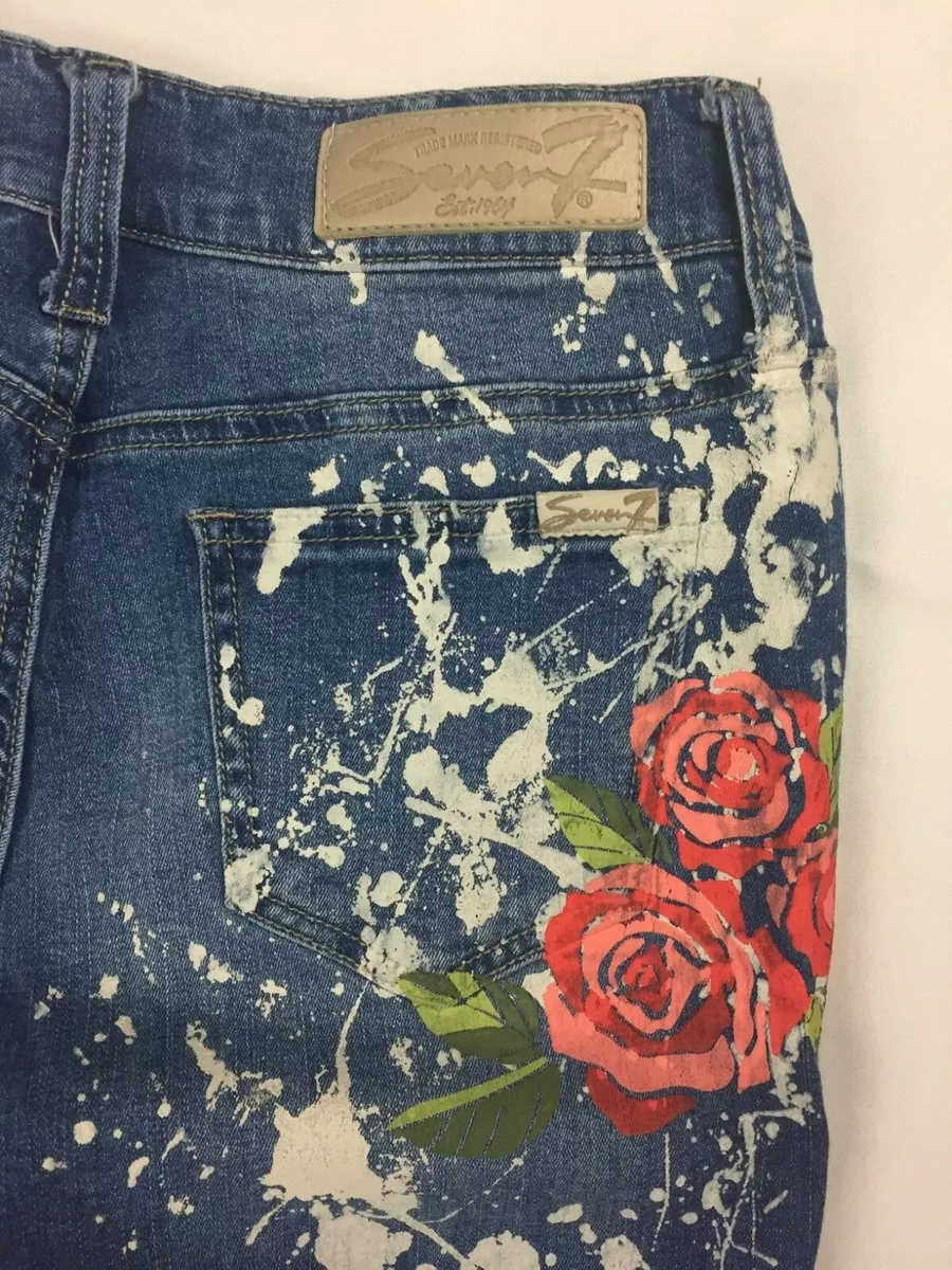 Gucci floral store painted jeans