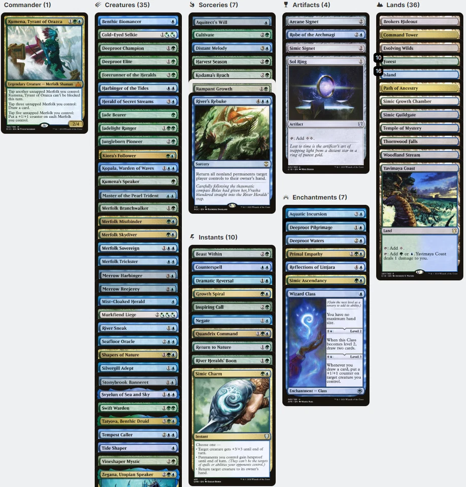 Kumena, Tyrant of Orazca MERFOLK TRIBAL Magic MTG Custom Commander Deck - Image 2 of 4