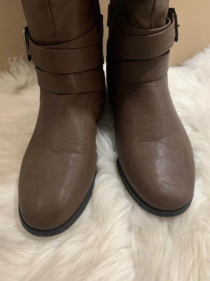 Женский размер 8 Reneeze Apple ботинки коричневый молнии колена круглый носок - Изображение 2 из 4