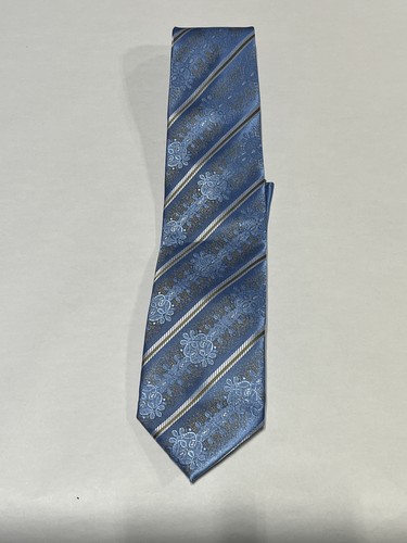 Herrenkrawatte Barcelona blau Streifenmuster mit passendem Einstecktuch NEU - Bild 1 von 3