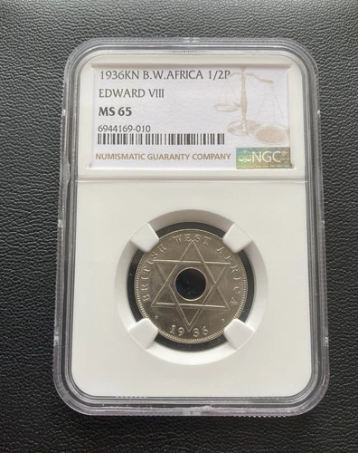 British West Africa 1936KN 1/2p Half Penny - Edward VIII - NGC graded MS65