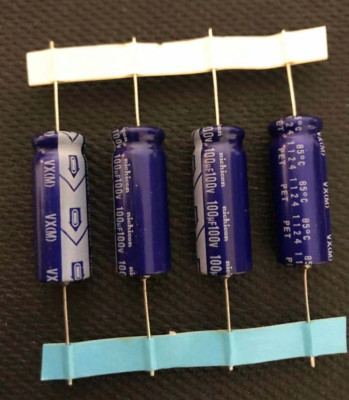 4pcs 100uf 100v Axial Electrolytic Capacitors 100v100uf for Audio Nichicon BEST