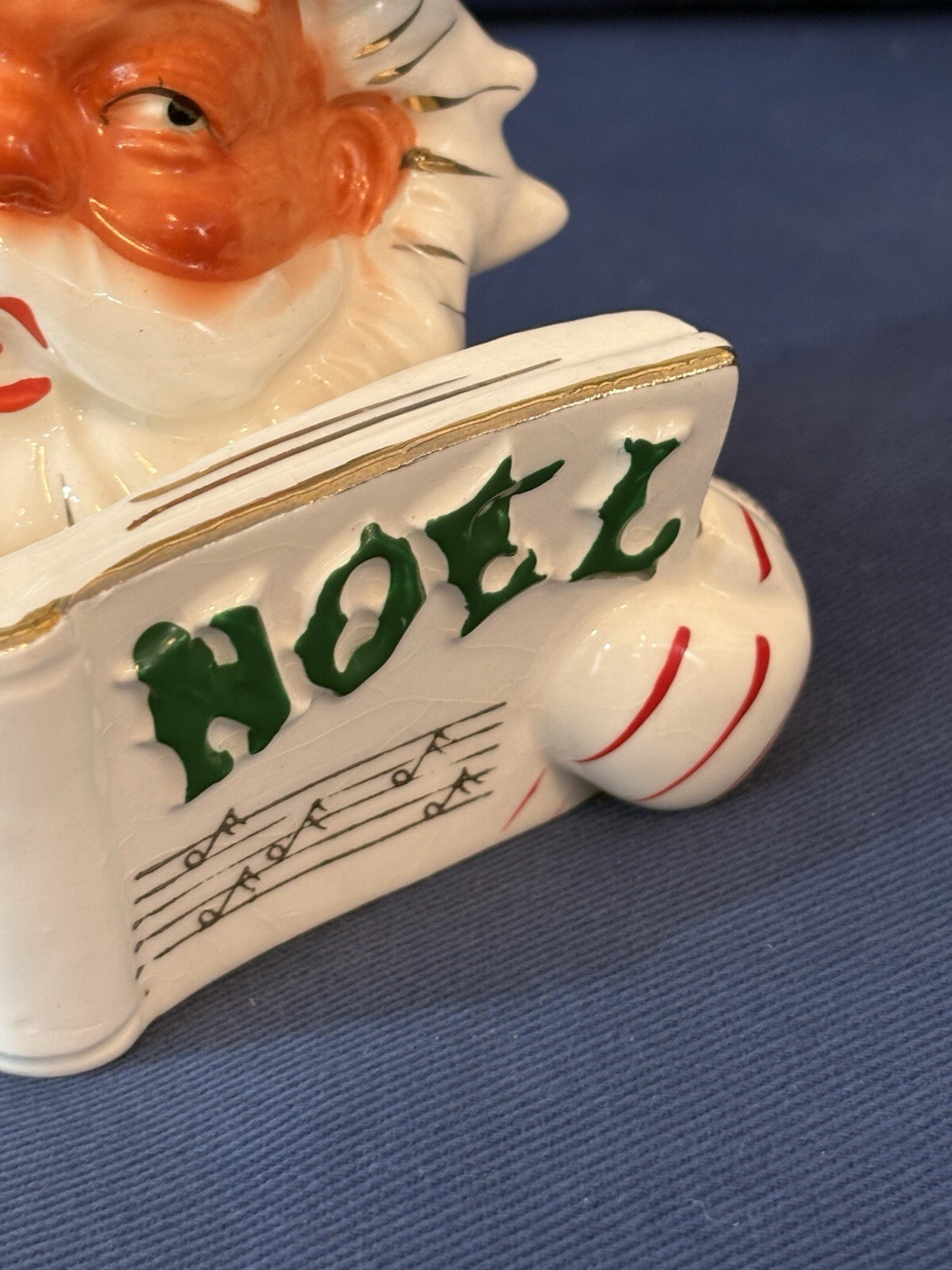 Vintage LIPPER & MANN Ceramic Christmas NOEL Santa Claus Candleholder Japan