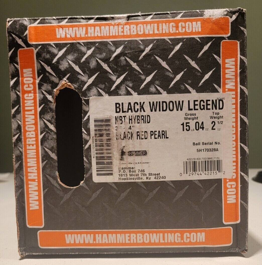  RARE *NIB* 15# Hammer Black Widow Legend Bowling Ball