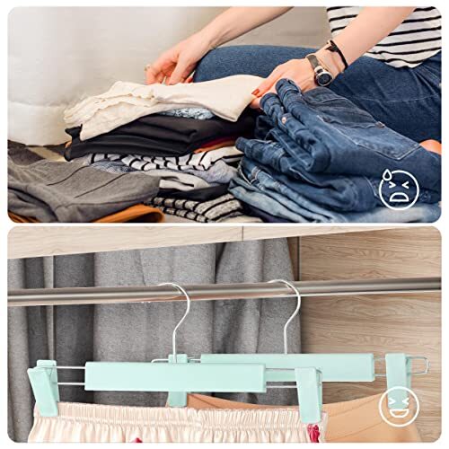Clothes Pants Hangers, Space-Saving Skirt Holders with 360 ° 20 Pack Green - Bild 5 von 7