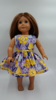 Flower Party Dress 18 in Doll Clothes Fits American Girl dolls Lavender  Yellow