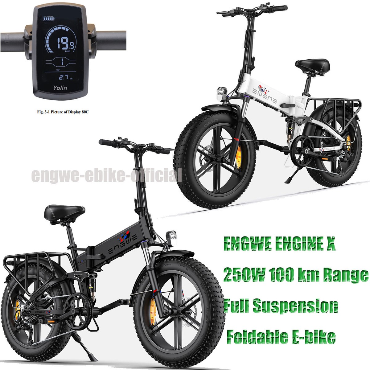 モペット　ENGWE Engine X ENGWE ENGINE X 120KM Dual Suspension Foldable Fat Ebike