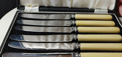 Antique J. Stead & Co Sheffield Butterknife Set of 6 Firth Brearley Stainless
