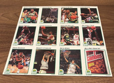 1991 1991-92 Seattle Super Sonics NBA Hoops Uncut Sheet Kemp Payton McKey RARE!
