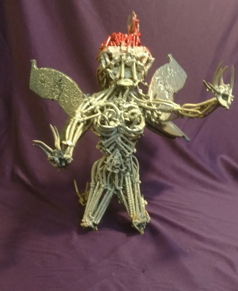  Fairy/Demon Goddess OAK Hand Made Metal Sculpture Welded Nails Painted - Image 2 of 4