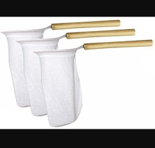 3 Spanish Colador de Cafe Coffee Strainer Filter Cloth Mesh with Wood Handle New