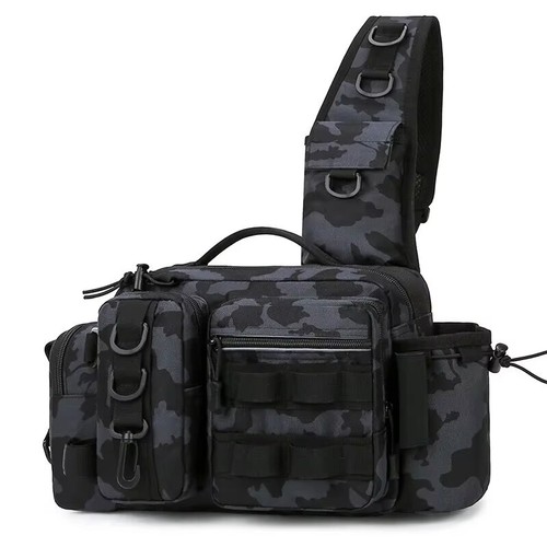Sac à Dos de Pêche à la Mouche Noir avec Porte-Canne Intégré Rangement Pratique - Photo 14/16