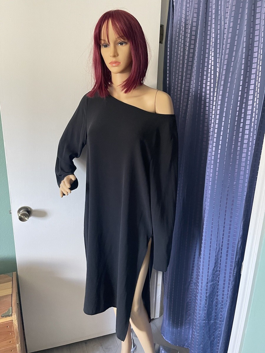 Eileen Fisher 100% Silk Black Mini Dress L Oversized | eBay