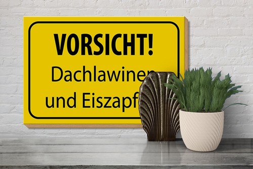 Holzschild Hinweis 30x20 cm Vorsicht Dachlawinen Eiszapfen Schild wooden sign - Bild 4 von 5