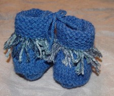 Newborn Baby Infant Blue Crochet Crocheted Shoes Boots Moccasins Homemade Fringe