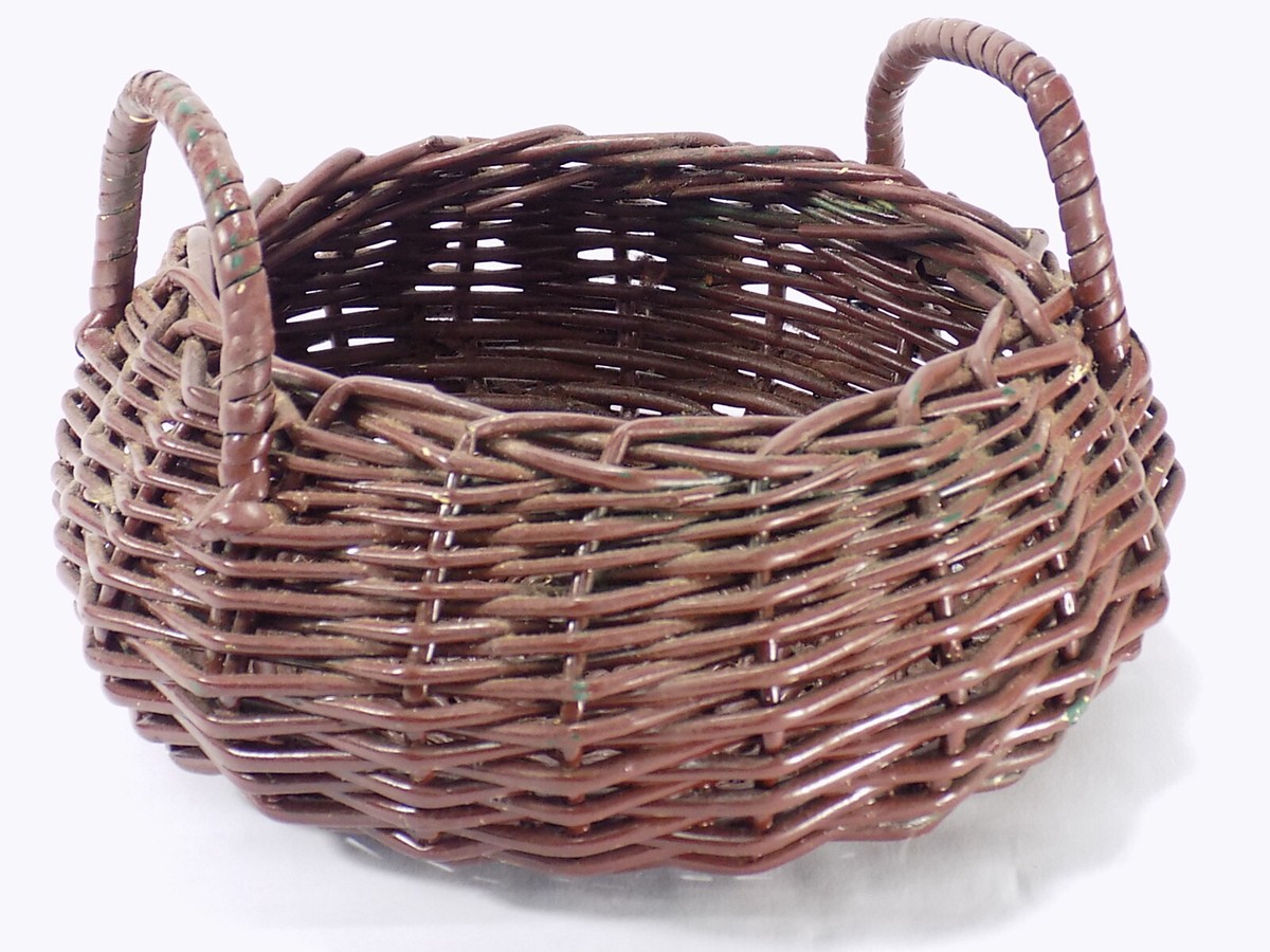 Vintage Dark Brown WICKER BASKET 9