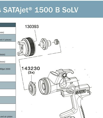 SATA Jet 100, 1000 B, and 1500 SoLV   Air Cap Seal Ring (130393)  OEM!!