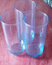 3 VTG Sirius Blue Libby 6" Glass Tumblers GUC