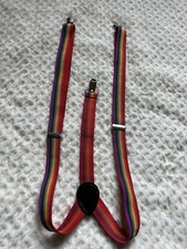 VintageRainbow 70  s Mork  Mindy Suspenders Youth Gold metal clips And Belt