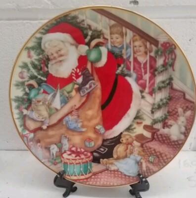 Vintage Weihnachten Sammler Teller ''Santa's Here!'' USA Princess House 8 Zoll