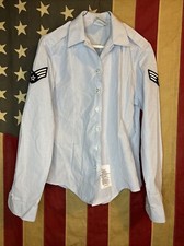 10 Long - US AIR FORCE USAF SHIRT WOMEN'S LONG SLEEVE SERVICE DRESS BLUE 8477