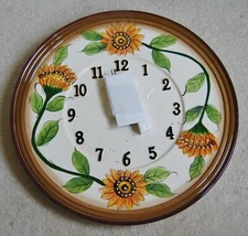 Sun Flower Wall Clock on Ceramic plate Very Nice For Decor SA8907 by RAINBOW INC