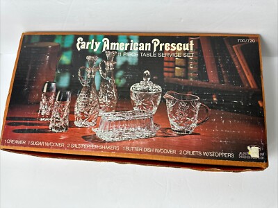 VTG Anchor Hocking Early American Prescut Table Service 11 PC Serving Set NIB