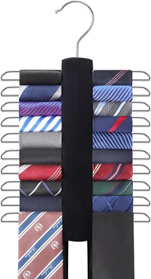2 Upgraded Tie Rack Hanger for Closet with 24 Metal Hooks Space Saving Necktie