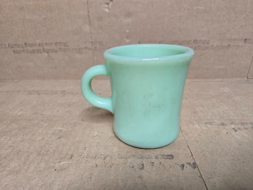 Vintage Fire King Oven Ware Jadeite Coffee Mug Big C Handle Heavy Cup
