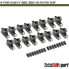 4340 Black Chromoly Stud Roller Rocker Arm Set for Chevy SBC 350 1.5 Ratio 3/8in